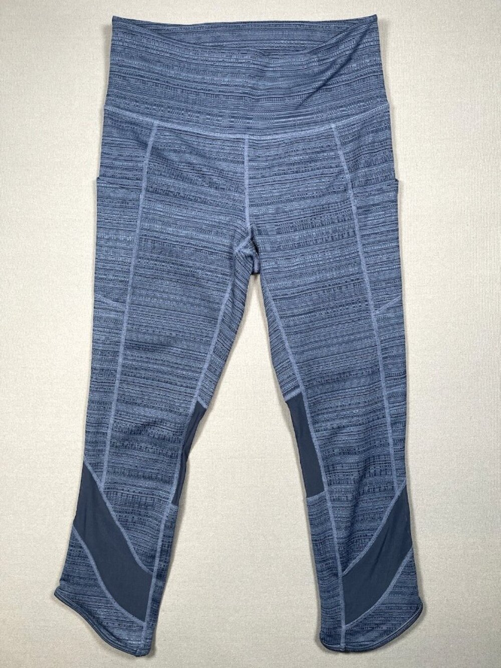 Athleta High Rise Jacquard Mesh Chat To Town Blue Capri Legging - Size Small